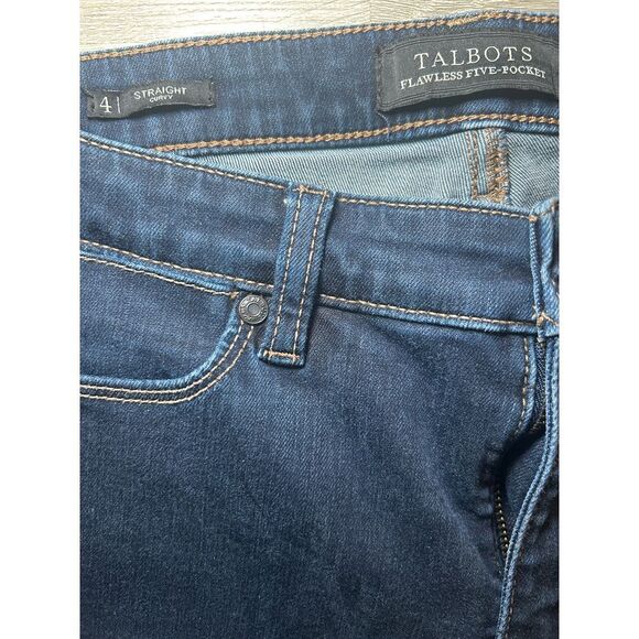 Women's Talbots Dark Wash Flawless Five Pocket Curvy Straight Jeans Size 4 - Picture 4 of 6